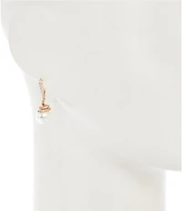 Cezanne Crystal CZ Pave Swirl Pearl Drop Earrings