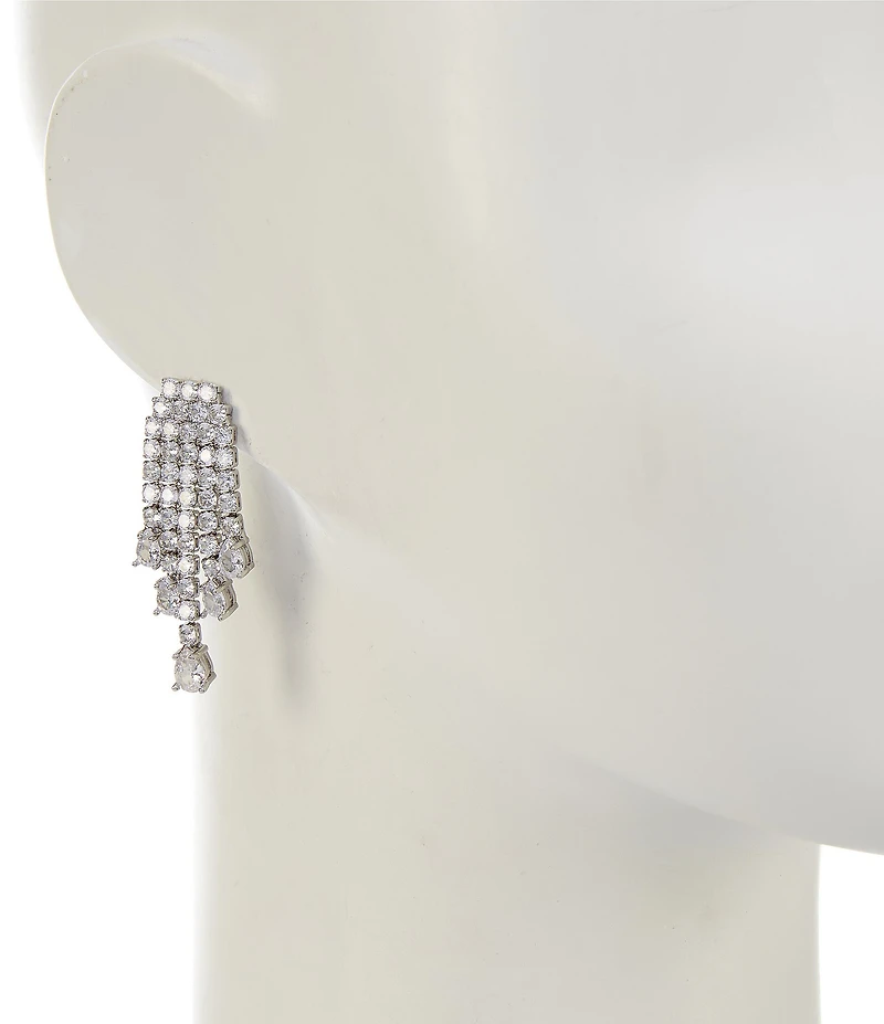 Cezanne Crystal CZ Rhinestone Chain Graduating Teardrop Drop Earrings