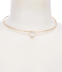 Cezanne Crystal CZ Round Stone Charm Drop Wire Collar Necklace