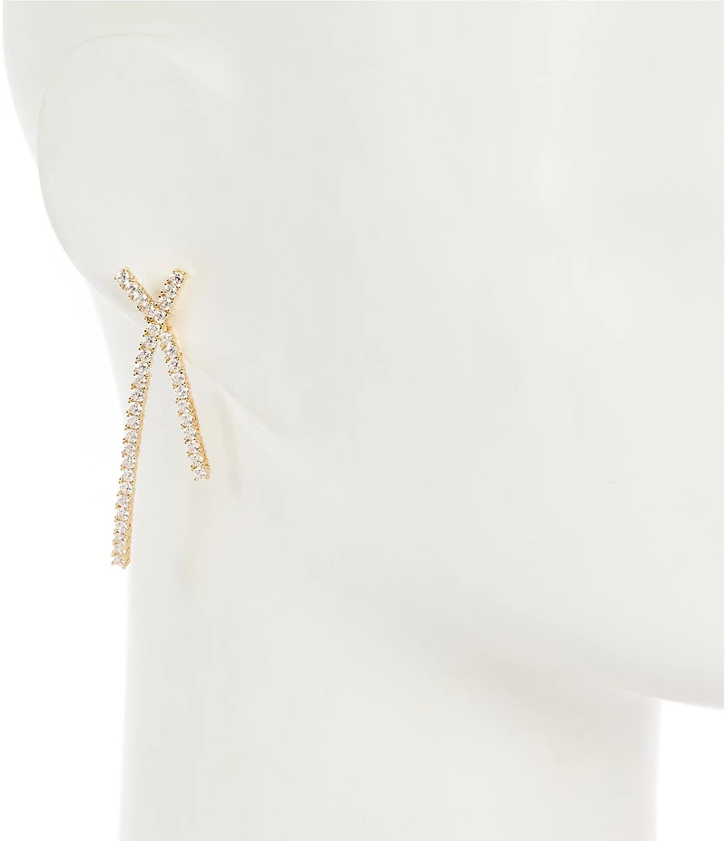 Cezanne Crystal CZ Stone X Drop Earrings