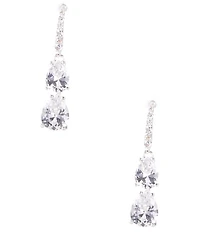 Cezanne Crystal CZ Teardrop Double Stone Drop Earrings