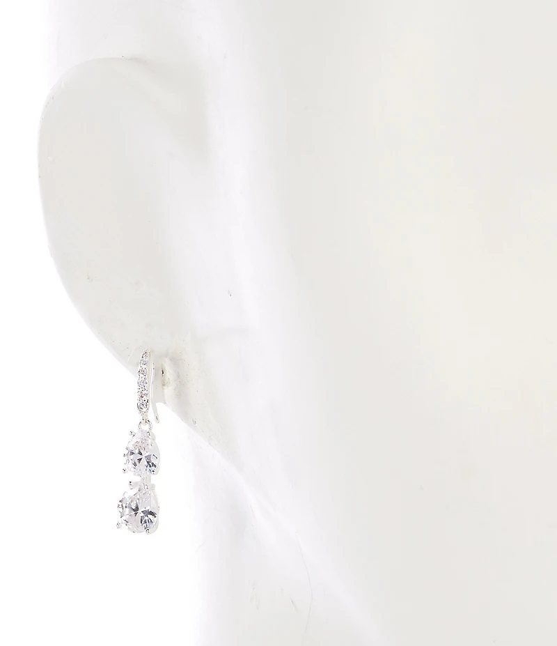 Cezanne Crystal CZ Teardrop Double Stone Drop Earrings