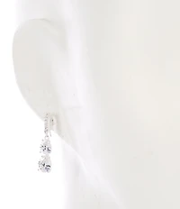 Cezanne Crystal CZ Teardrop Double Stone Drop Earrings