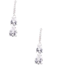 Cezanne Crystal CZ Teardrop Double Stone Drop Earrings