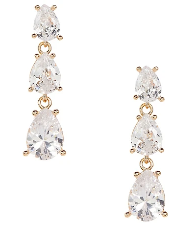 Cezanne Crystal CZ Teardrop Graduating Stone Drop Earrings