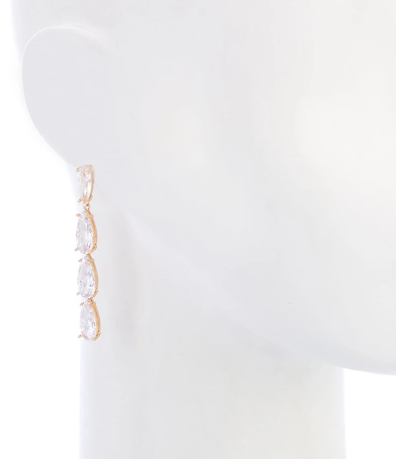 Cezanne Crystal CZ Teardrop Stone Linear Earrings