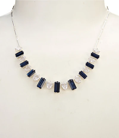 Cezanne Crystal Oval & Montana Rectangle Stone Frontal Collar Necklace