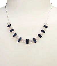 Cezanne Crystal Oval & Montana Rectangle Stone Frontal Collar Necklace