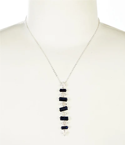 Cezanne Crystal Oval & Montana Rectangle Stone Y Necklace