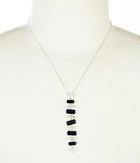 Cezanne Crystal Oval & Montana Rectangle Stone Y Necklace