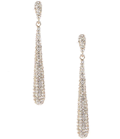 Cezanne Crystal Pave Domed Stick Metal Linear Earrings