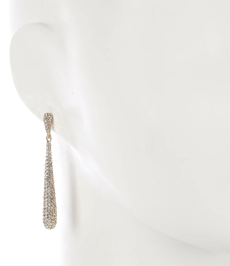 Cezanne Crystal Pave Domed Stick Metal Linear Earrings