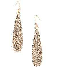 Cezanne Crystal Pave Domed Tapered Oval Metal Drop Earrings