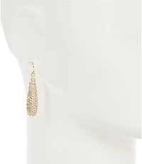 Cezanne Crystal Pave Domed Tapered Oval Metal Drop Earrings