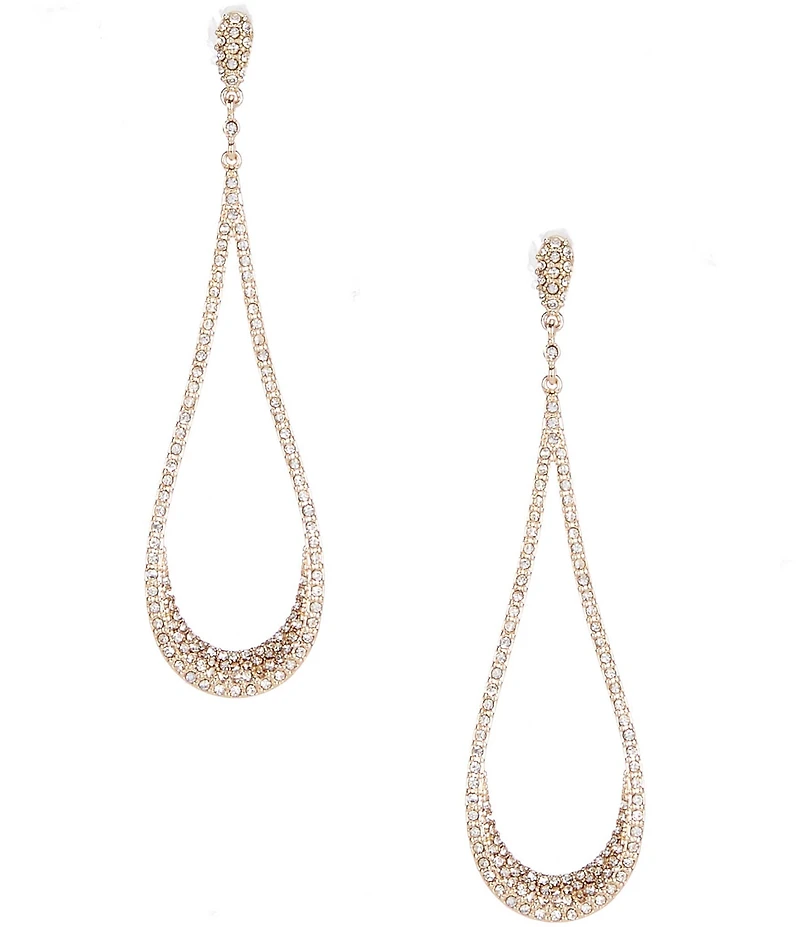 Cezanne Crystal Pave Elongated Open Teardrop Drop Earrings
