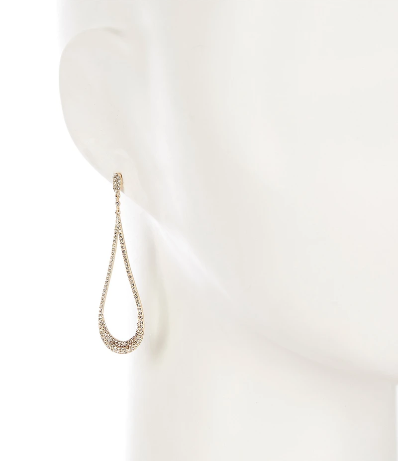 Cezanne Crystal Pave Elongated Open Teardrop Drop Earrings
