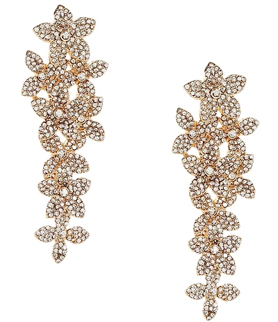 Cezanne Crystal Pave Flower Cluster Linear Earrings