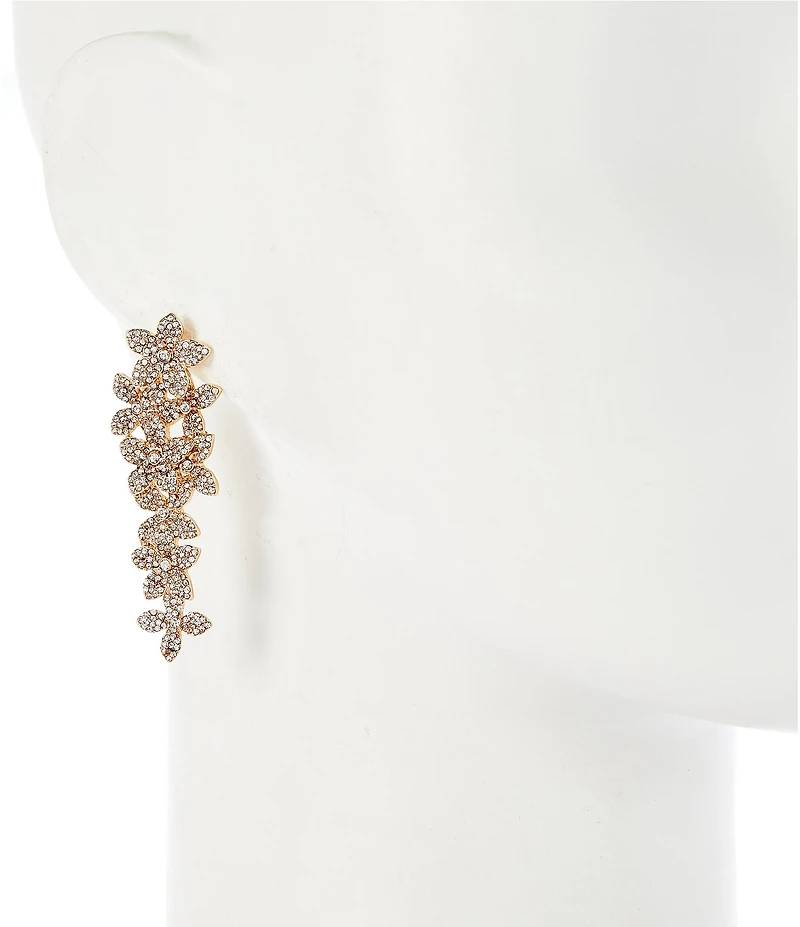 Cezanne Crystal Pave Flower Cluster Linear Earrings