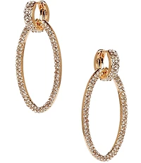 Cezanne Crystal Pave Huggie Hoop Oval Open Drop Earrings