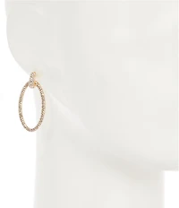 Cezanne Crystal Pave Huggie Hoop Oval Open Drop Earrings
