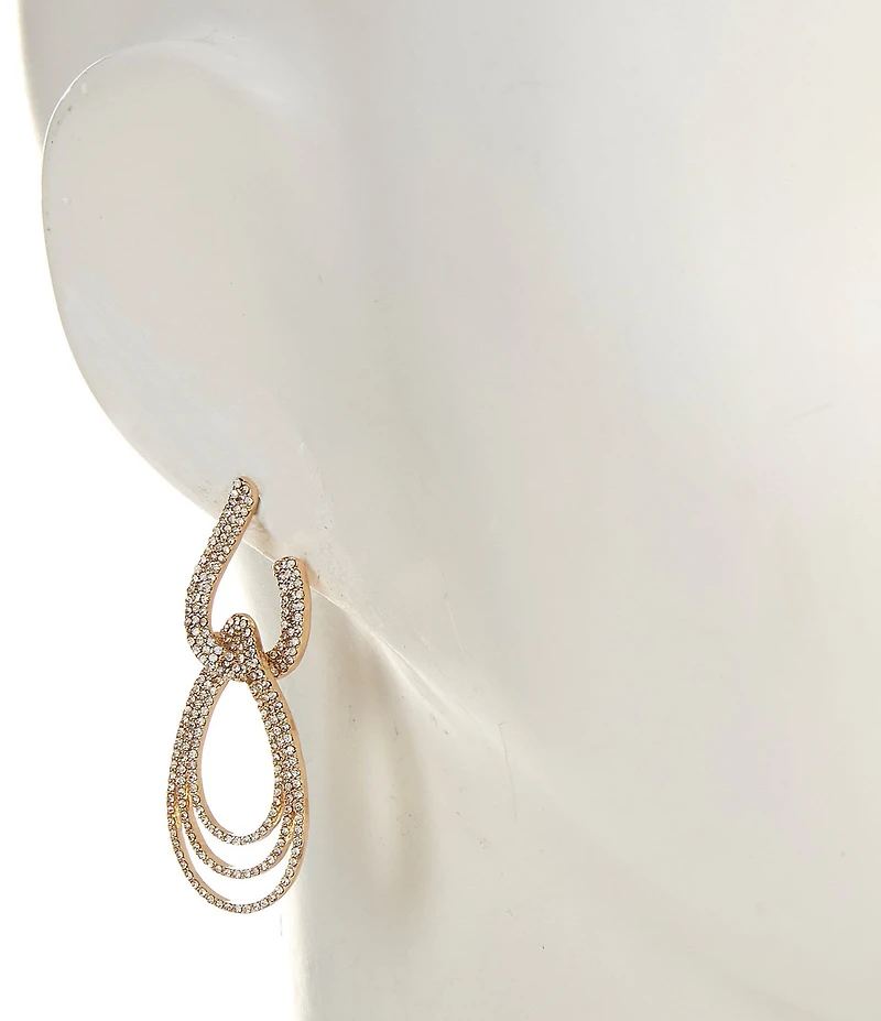 Cezanne Crystal Pave Orbital Teardrop Stone Drop Earrings