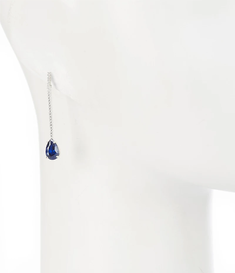 Cezanne Crystal Pave Stick Montana Stone Teardrop Earrings