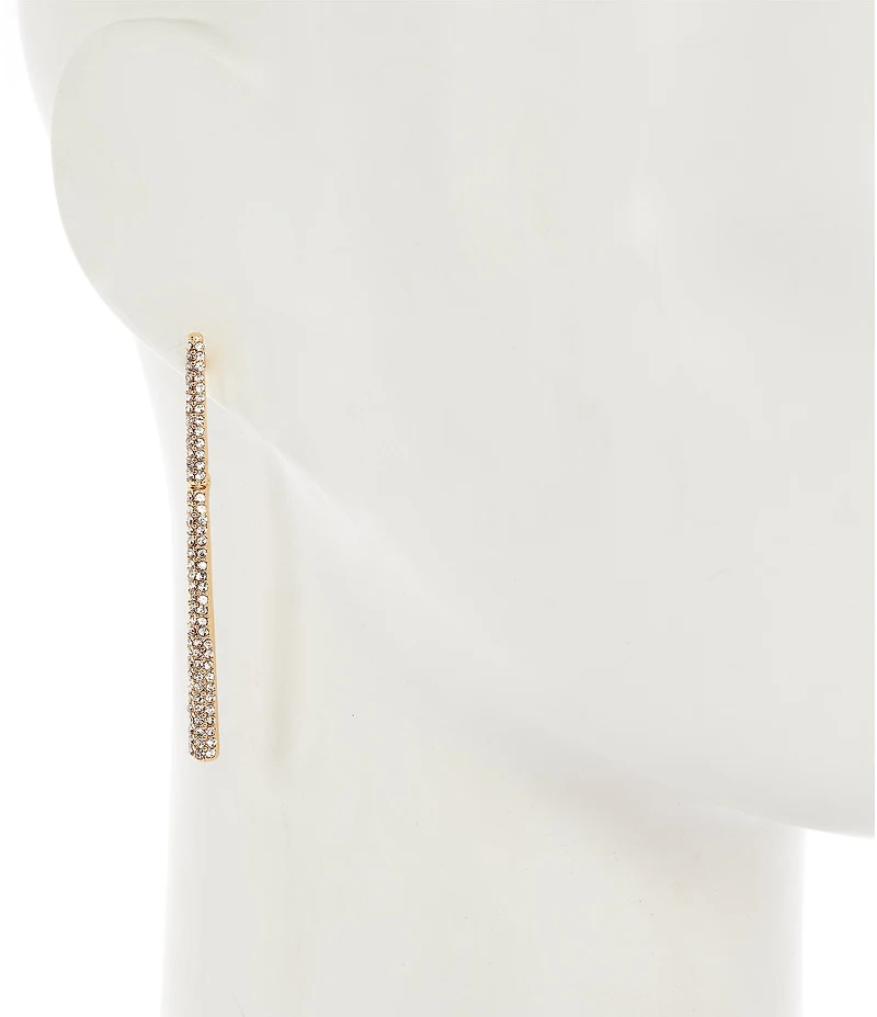 Cezanne Crystal Paved Tapered Metal Stick Drop Earrings
