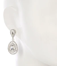 Cezanne Crystal Teardrop Stone Pave Double Drop Earrings