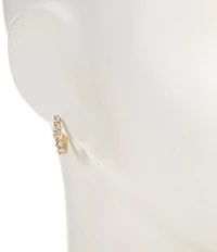 Cezanne CZ Pave Pearl Drop & Oval Huggie Hoop Earring Set