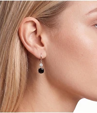 Cezanne CZ Round & Jet Square Stone Drop Earrings