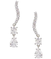 Cezanne Delicate Curved Metal Crystal Stone Drop Earrings