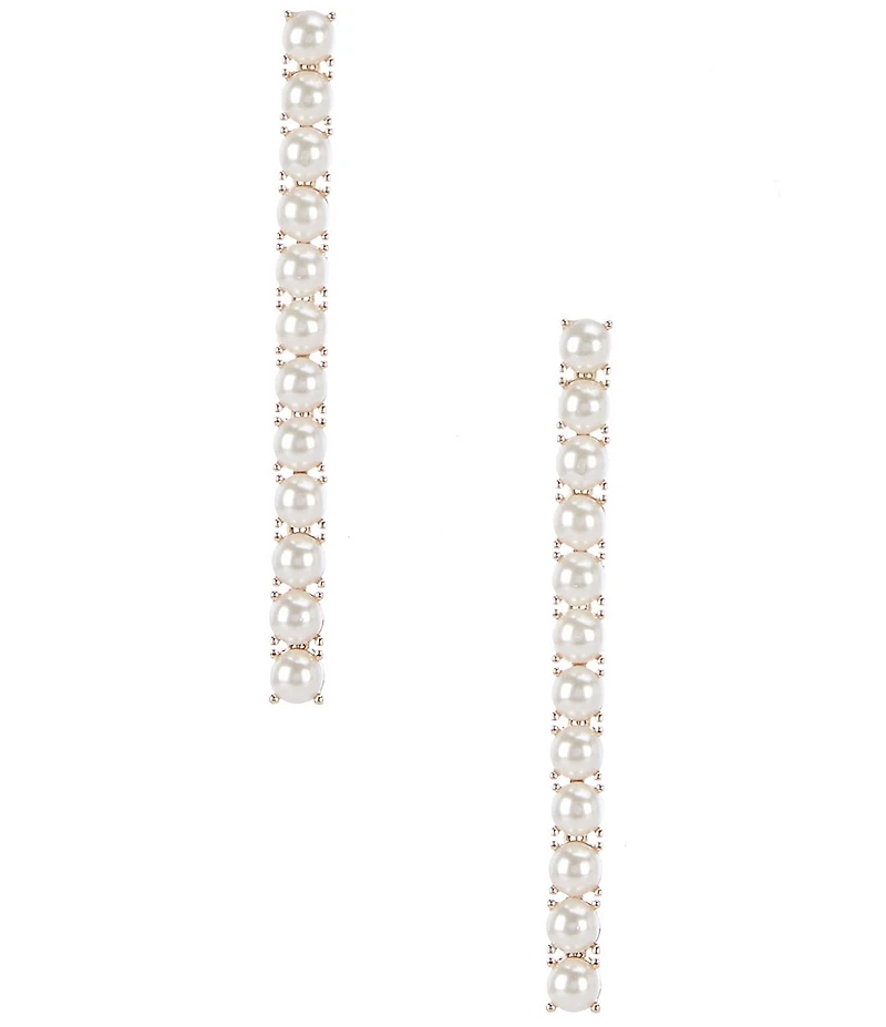 Cezanne Delicate Pearl Cab Linear Earrings
