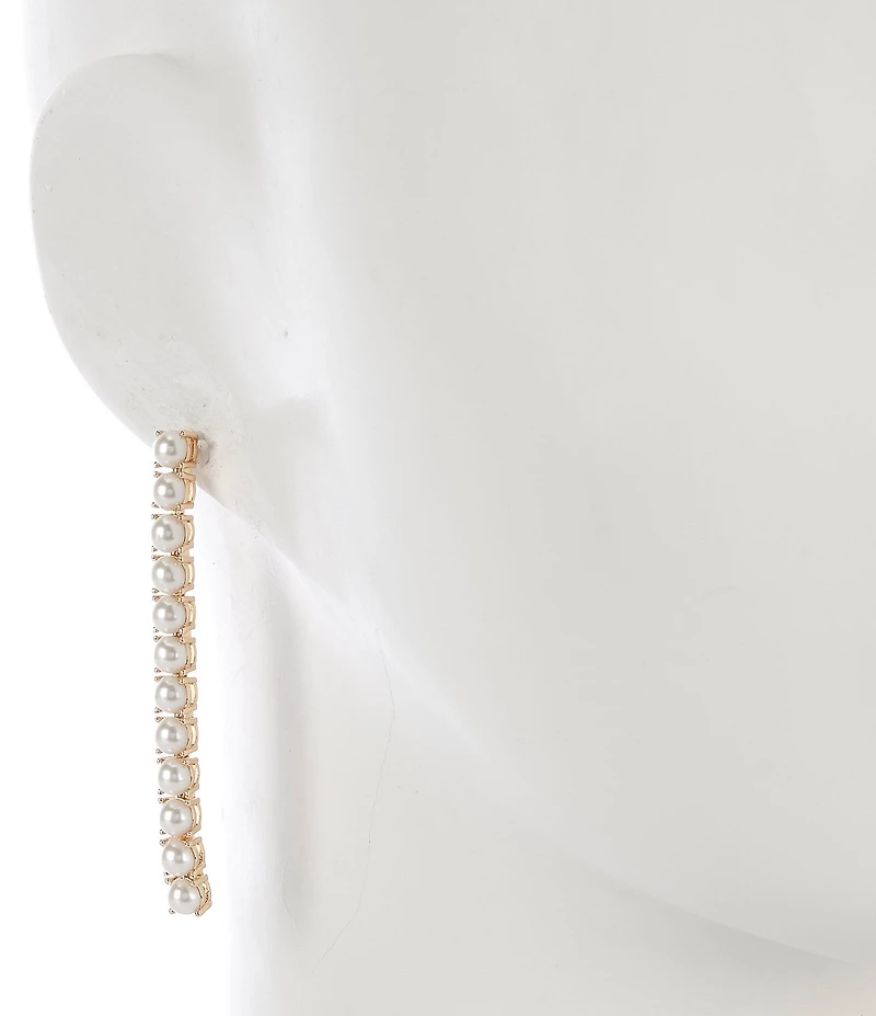 Cezanne Delicate Pearl Cab Linear Earrings