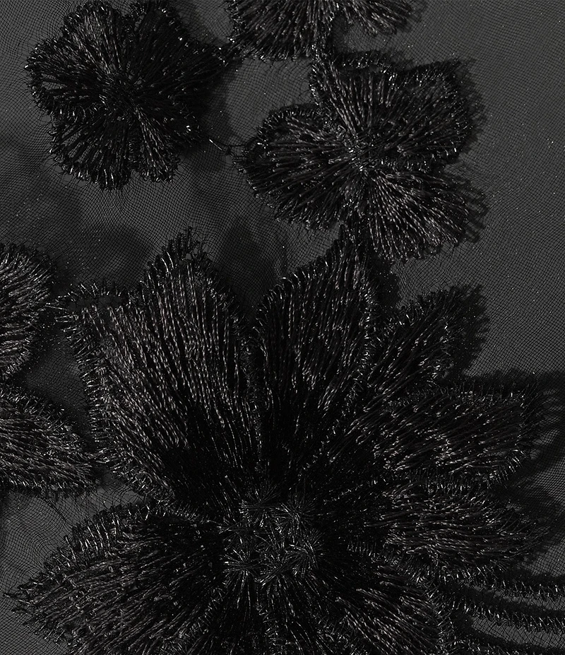 Cezanne Flower Embroidered Silk Scarf Wrap