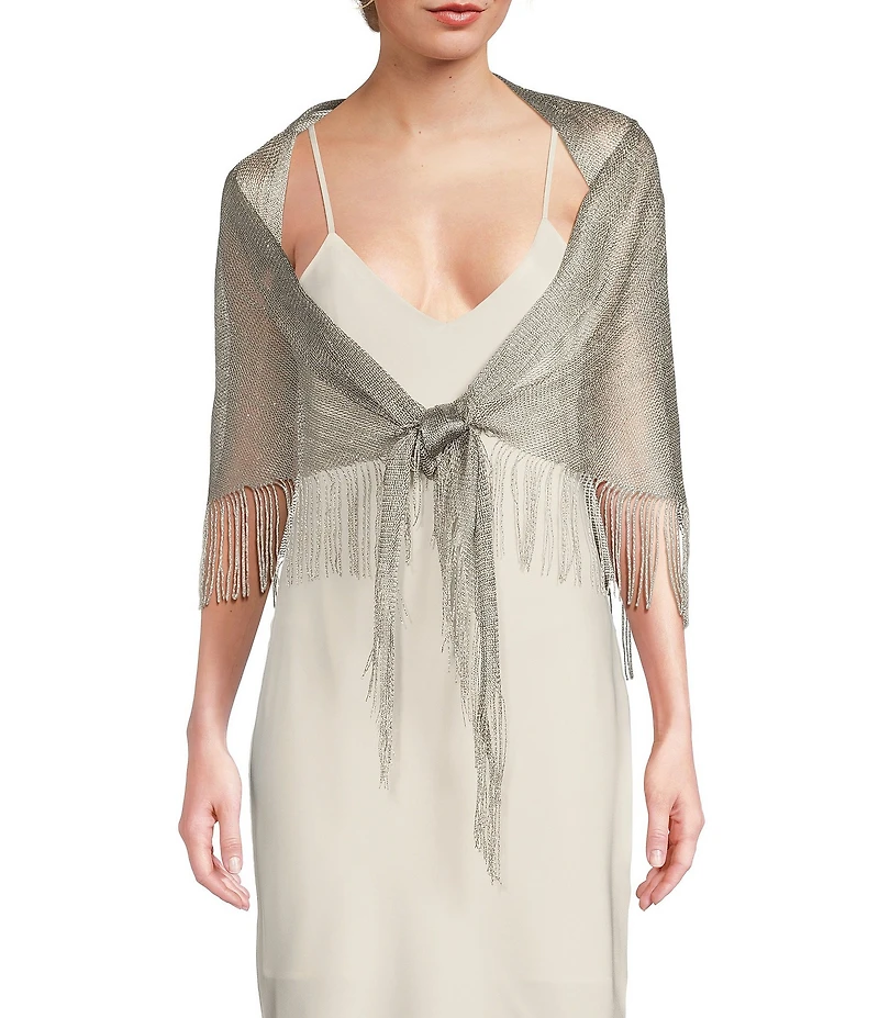 Cezanne Fringe Metallic Evening Shawl