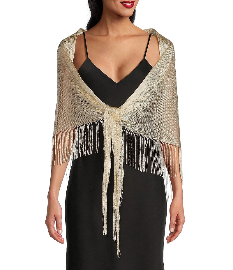 Cezanne Fringe Metallic Evening Shawl