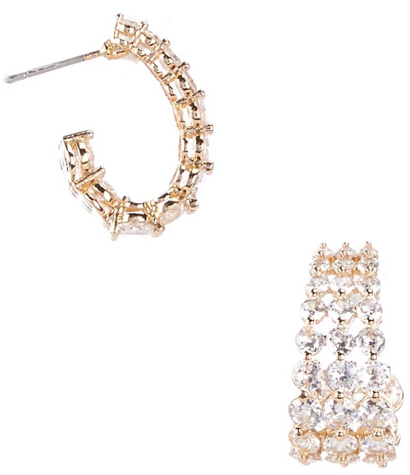 Cezanne Graduating Round Crystal CZ Hoop Earrings