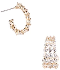 Cezanne Graduating Round Crystal CZ Hoop Earrings