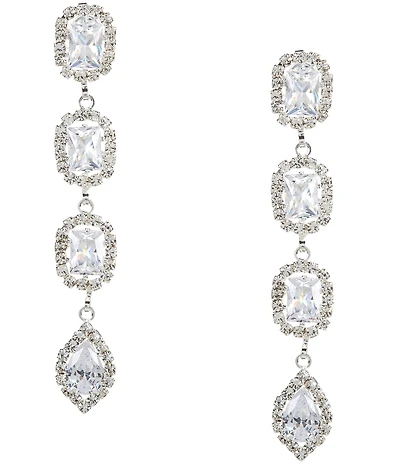 Cezanne Mix Stone Halo Linear Earrings