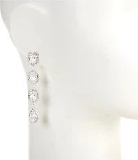 Cezanne Mix Stone Halo Linear Earrings