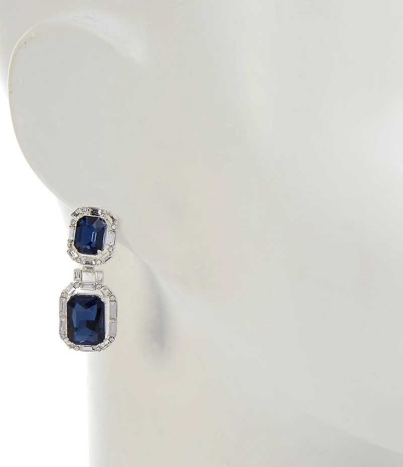Cezanne Montana Cushion Square Stone Double Drop Earrings