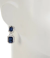 Cezanne Montana Cushion Square Stone Double Drop Earrings