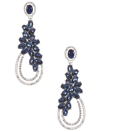 Cezanne Montana Oval Crystal Cluster Tear Drop Earrings