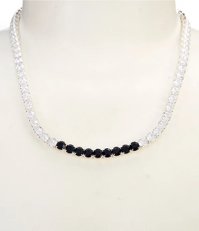 Cezanne Montana Round Stone Frontal Rhinestone Chain Collar Necklace