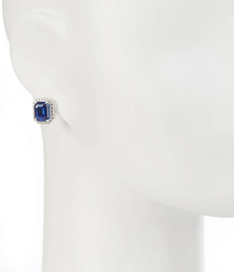 Cezanne Montana Stone Crystal Pave Edge Stud Earrings