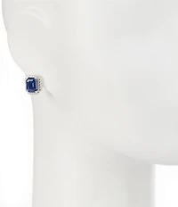 Cezanne Montana Stone Crystal Pave Edge Stud Earrings