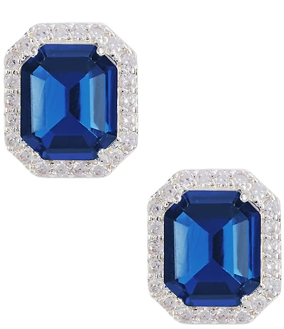 Cezanne Montana Stone Crystal Pave Edge Stud Earrings