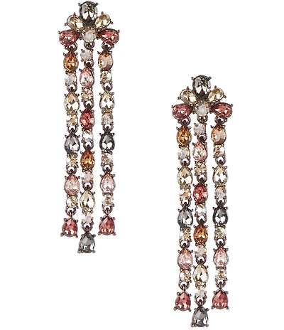 Cezanne Multi Color Stone 3 Row Chandelier Earrings