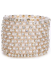 Cezanne Multi Row Crystal Pearl Coil Bracelet