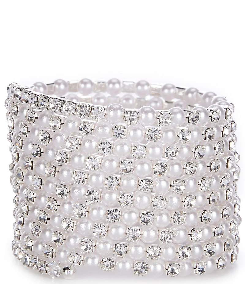 Cezanne Multi Row Crystal Pearl Coil Bracelet